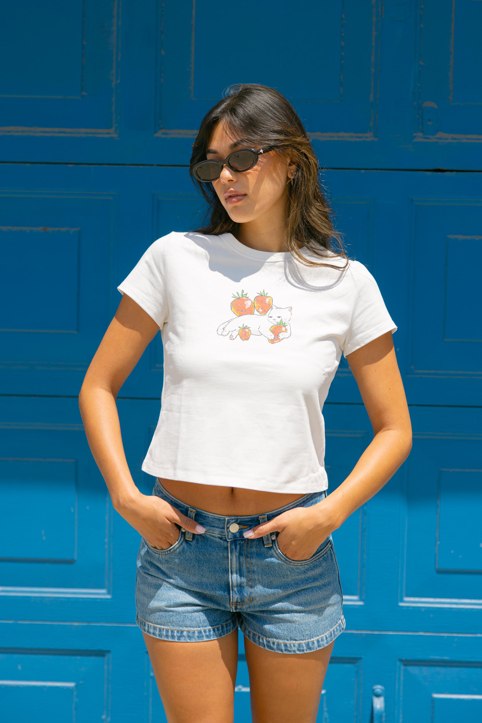 Zoe Mid-Rise Denim Mini Shorts