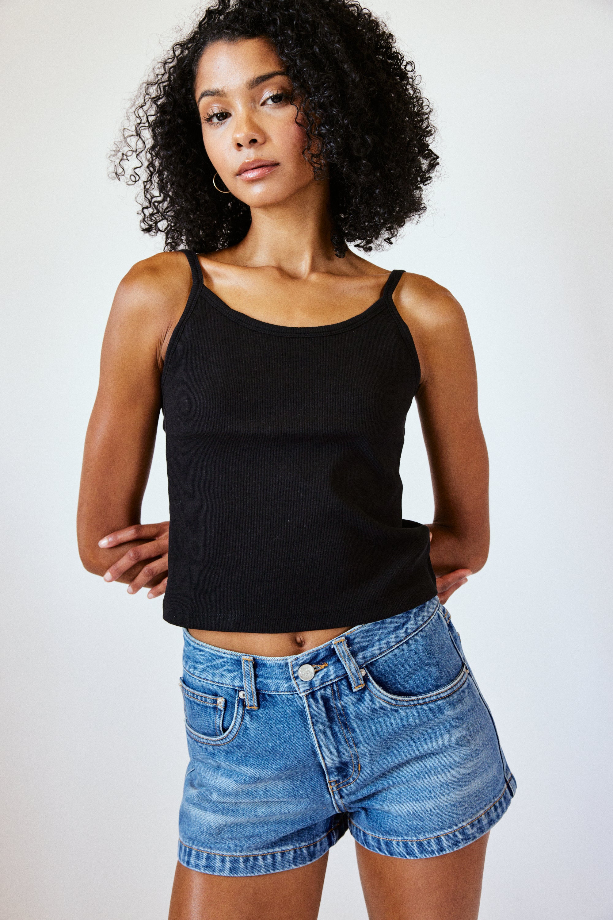 Zoe Mid-Rise Denim Mini Shorts