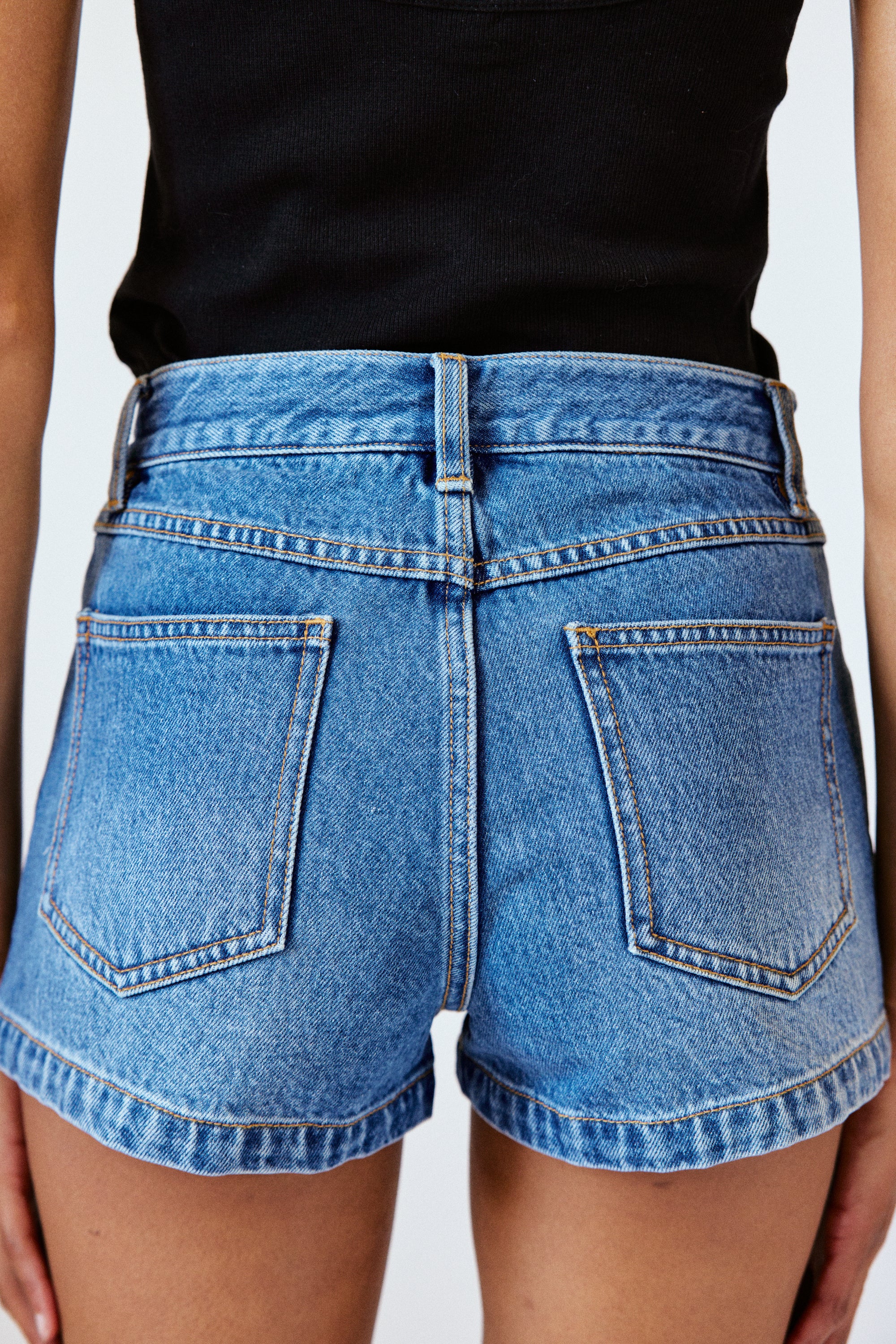 Zoe Mid-Rise Denim Mini Shorts