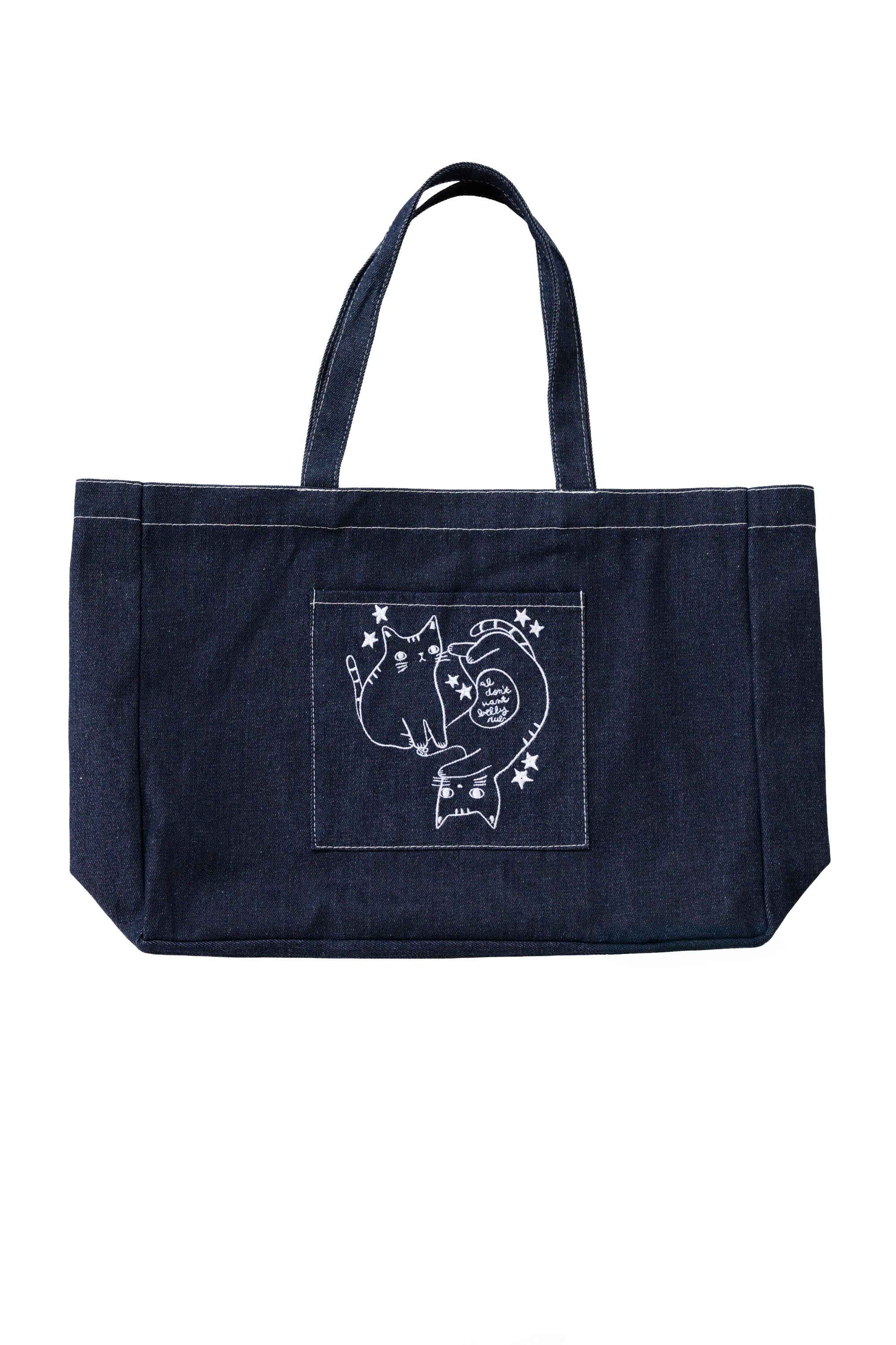 Kitty Denim Tote Bag