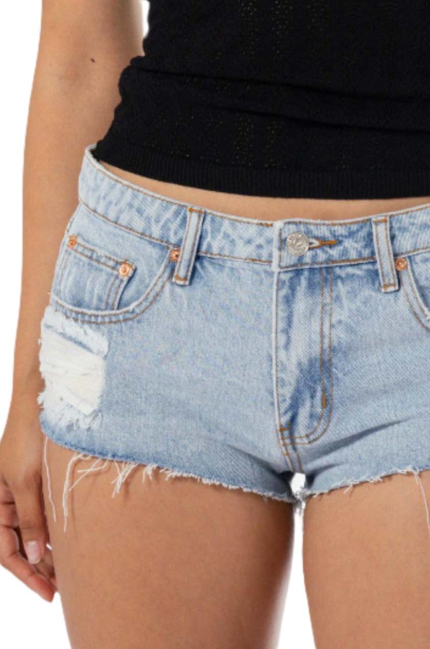 Evelyn Low Rise Denim Shorts - Eight Cats