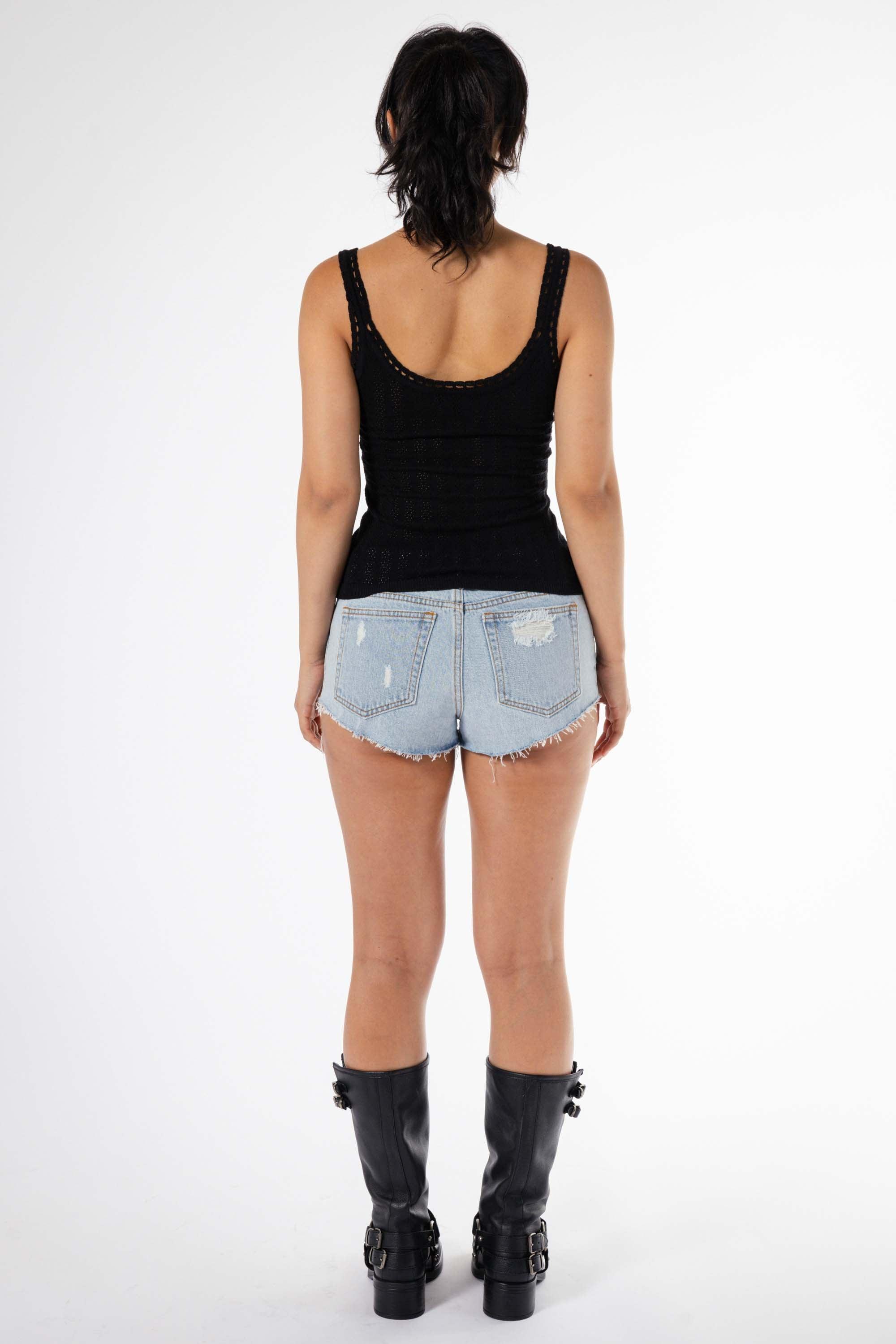 Evelyn Low Rise Denim Shorts - Eight Cats