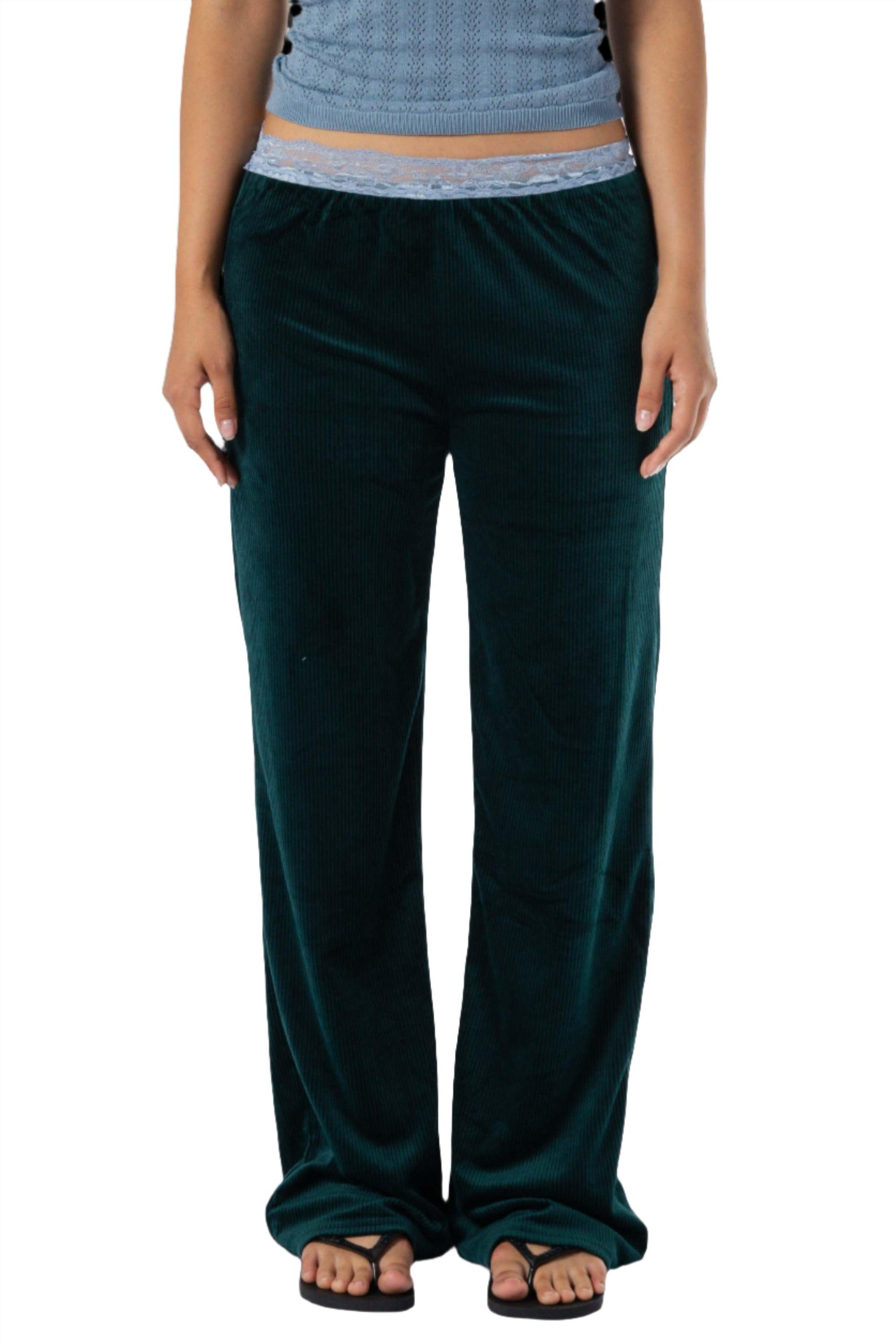 Maya Velvet Lace Low-Rise Pants - Eight Cats