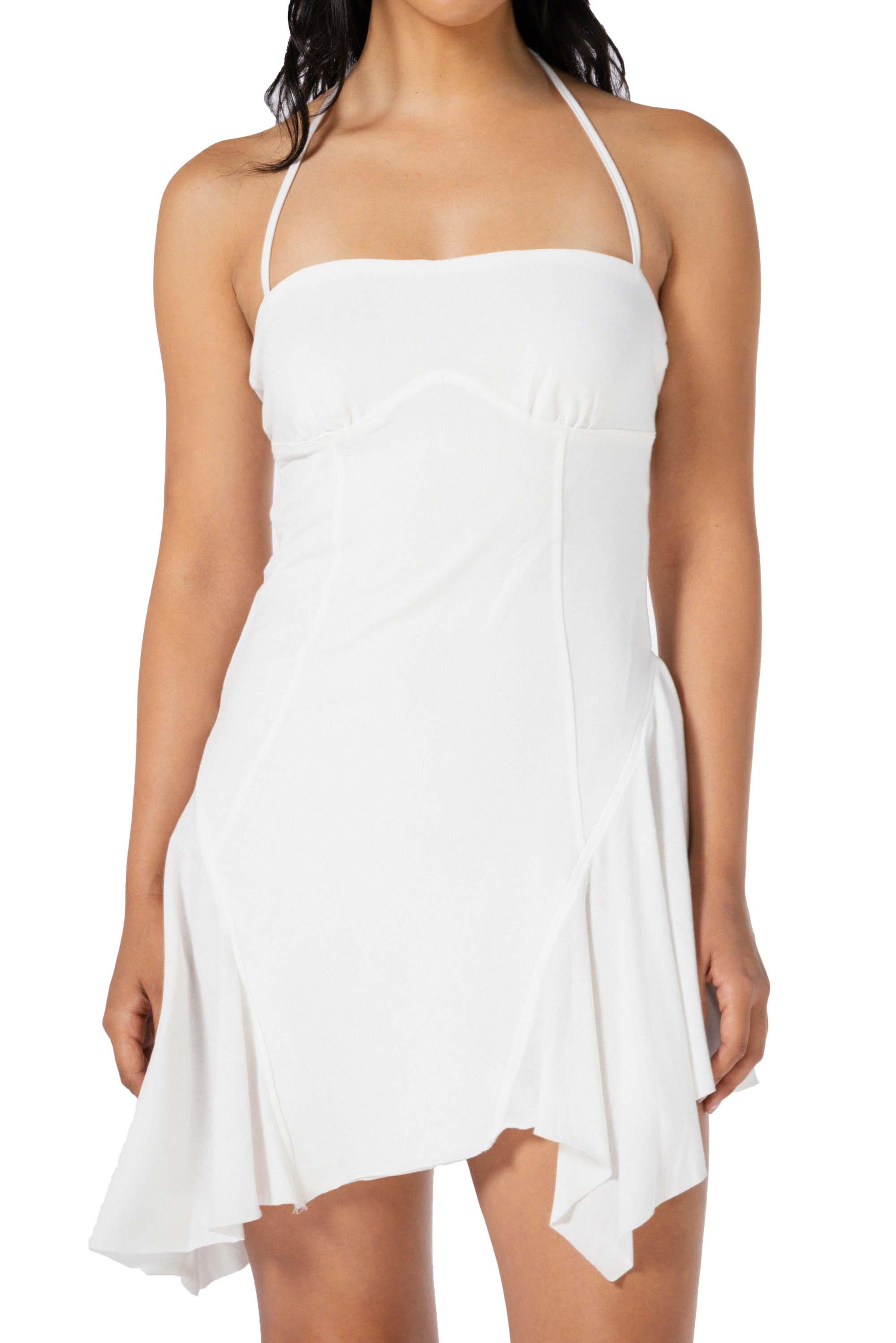 Leah Halter Neck Dress in White - Eight Cats