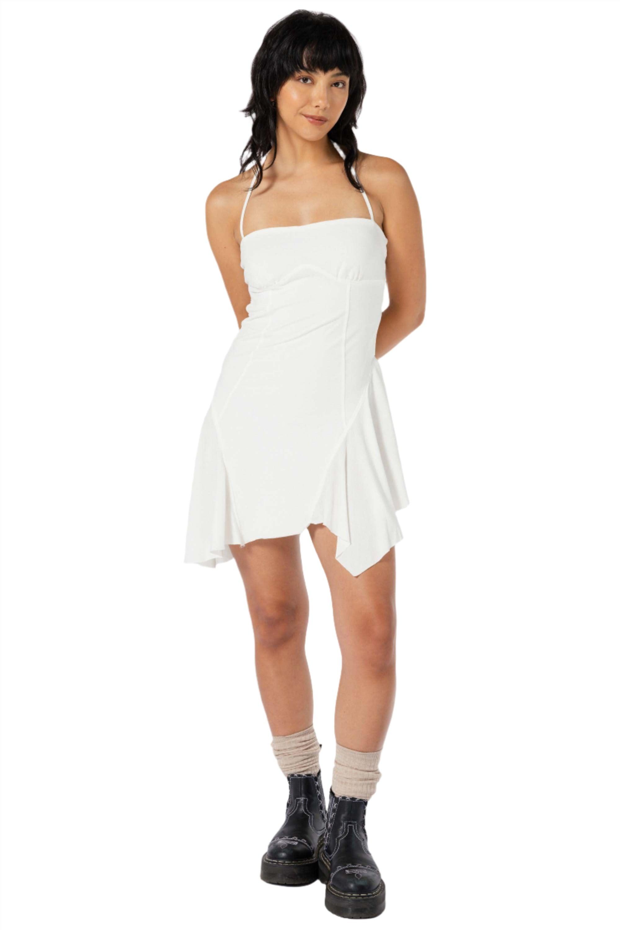 Leah Halter Neck Dress in White - Eight Cats