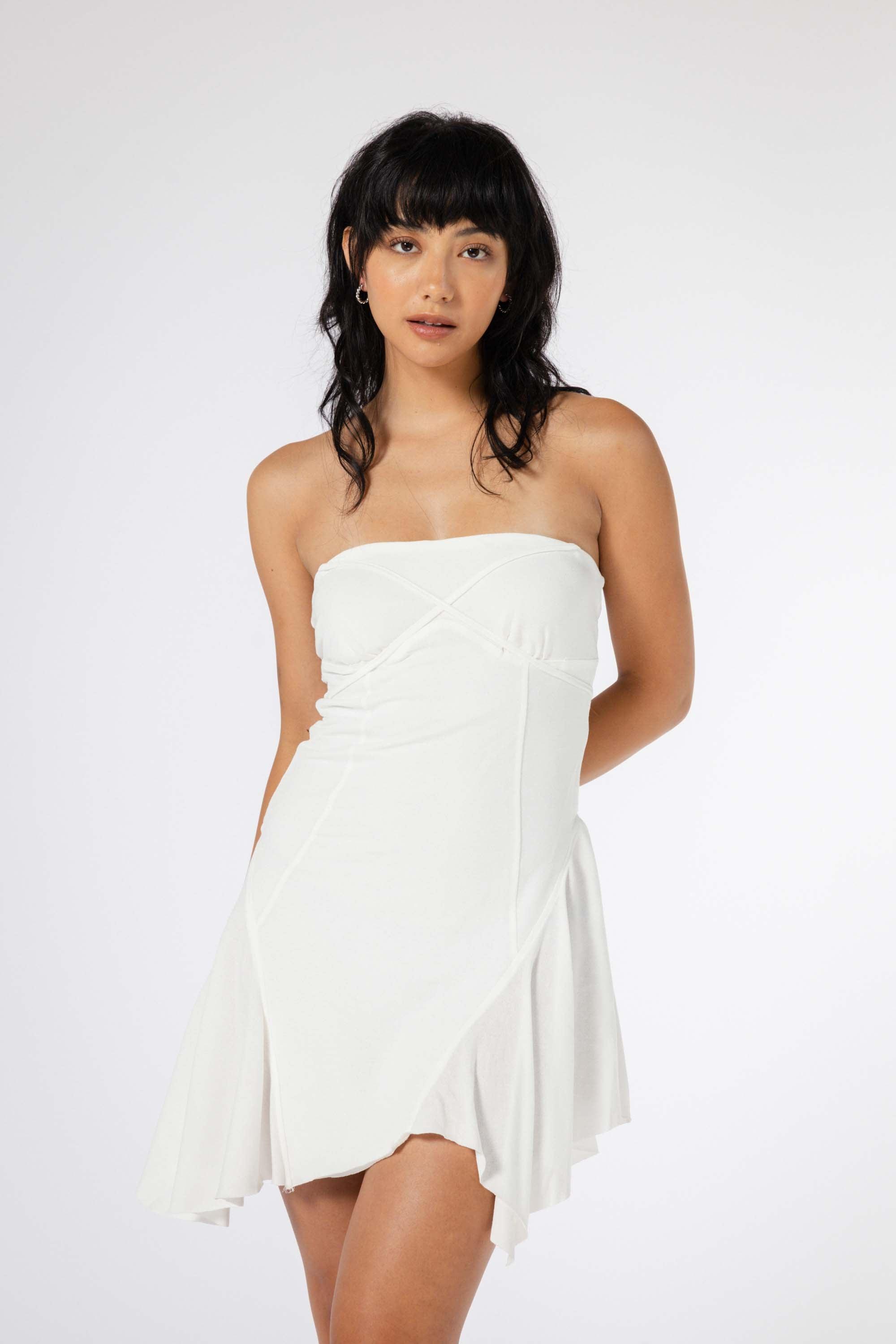 Leah Halter Neck Dress in White - Eight Cats