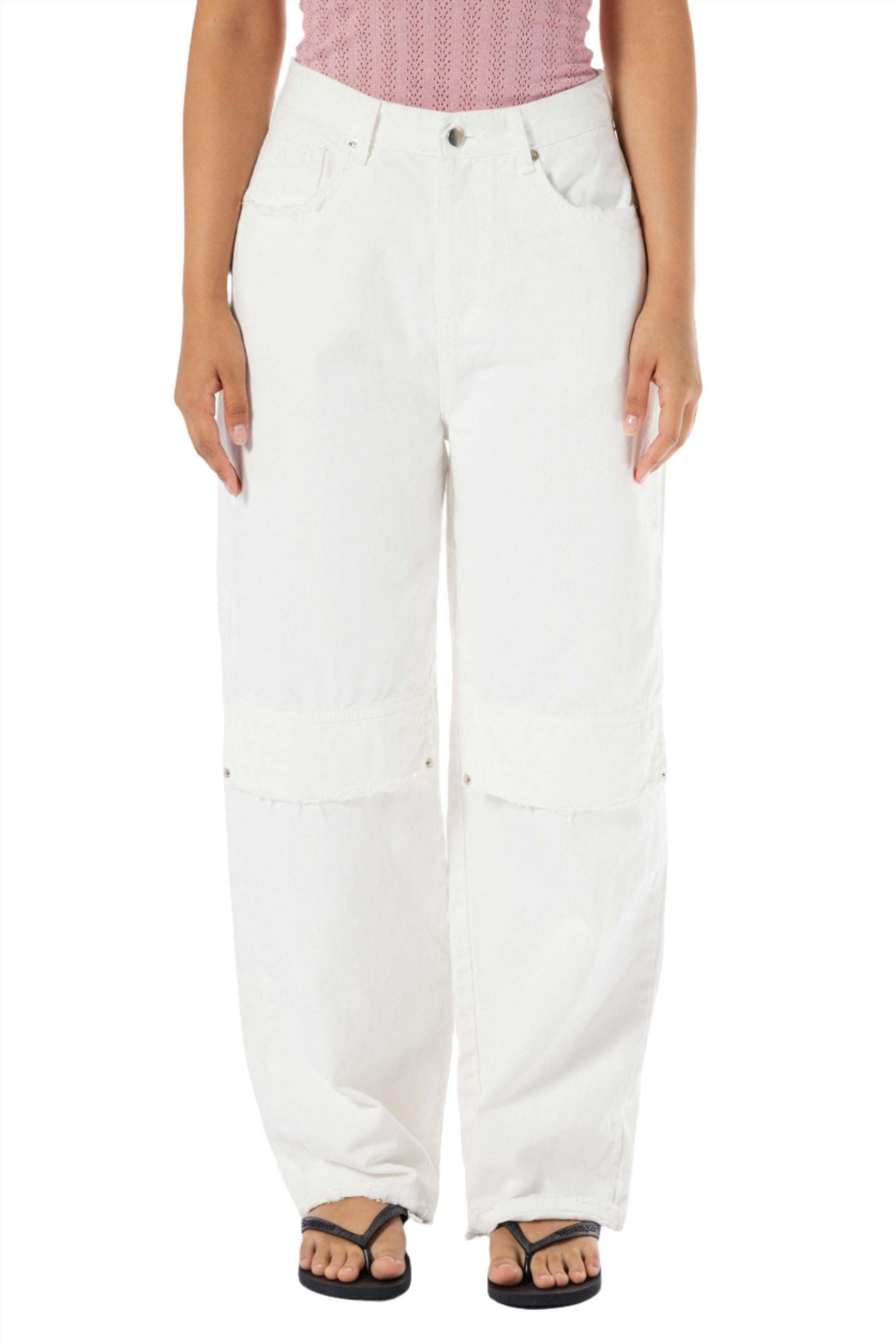 Eve Buckle Jeans in White - Eight Cats