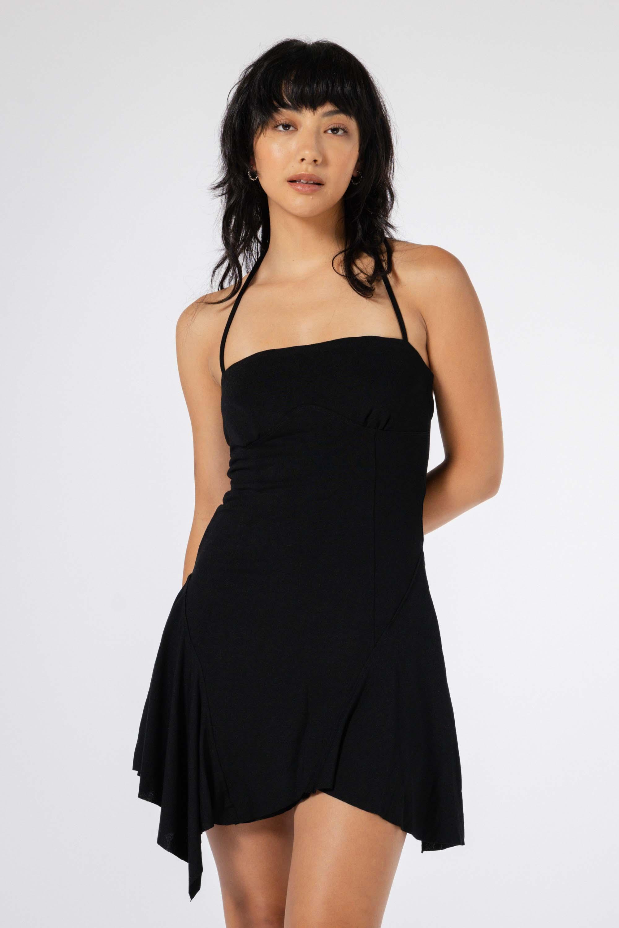 Leah Halter Neck Dress in Black - Eight Cats