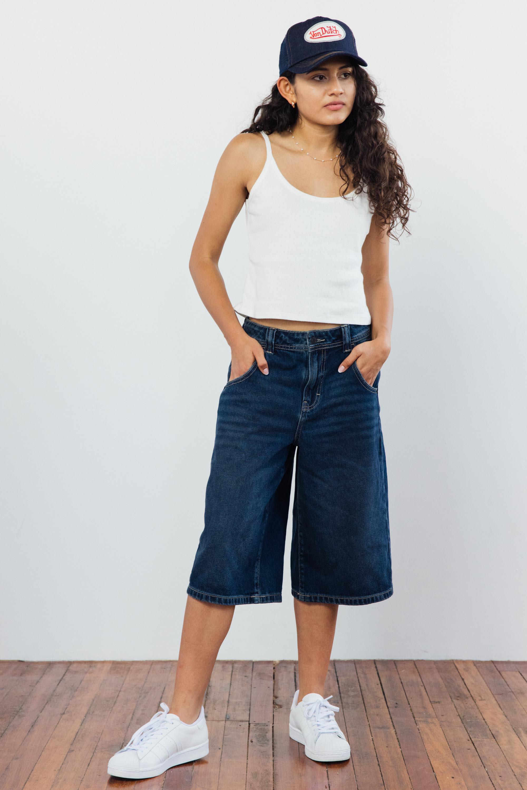 Mazy Low-Rise Denim Bermuda Shorts - Eight Cats