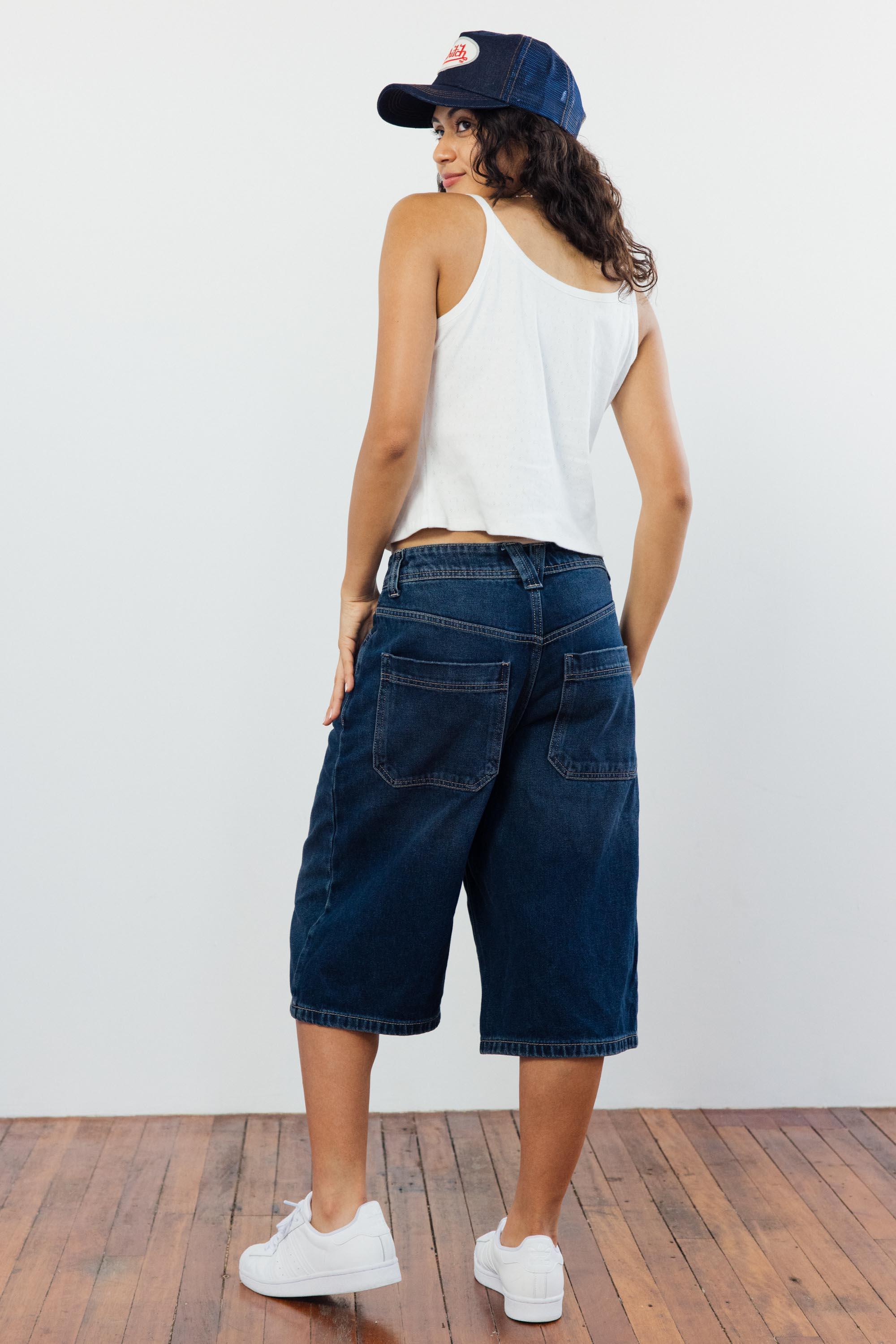 Mazy Low-Rise Denim Bermuda Shorts - Eight Cats