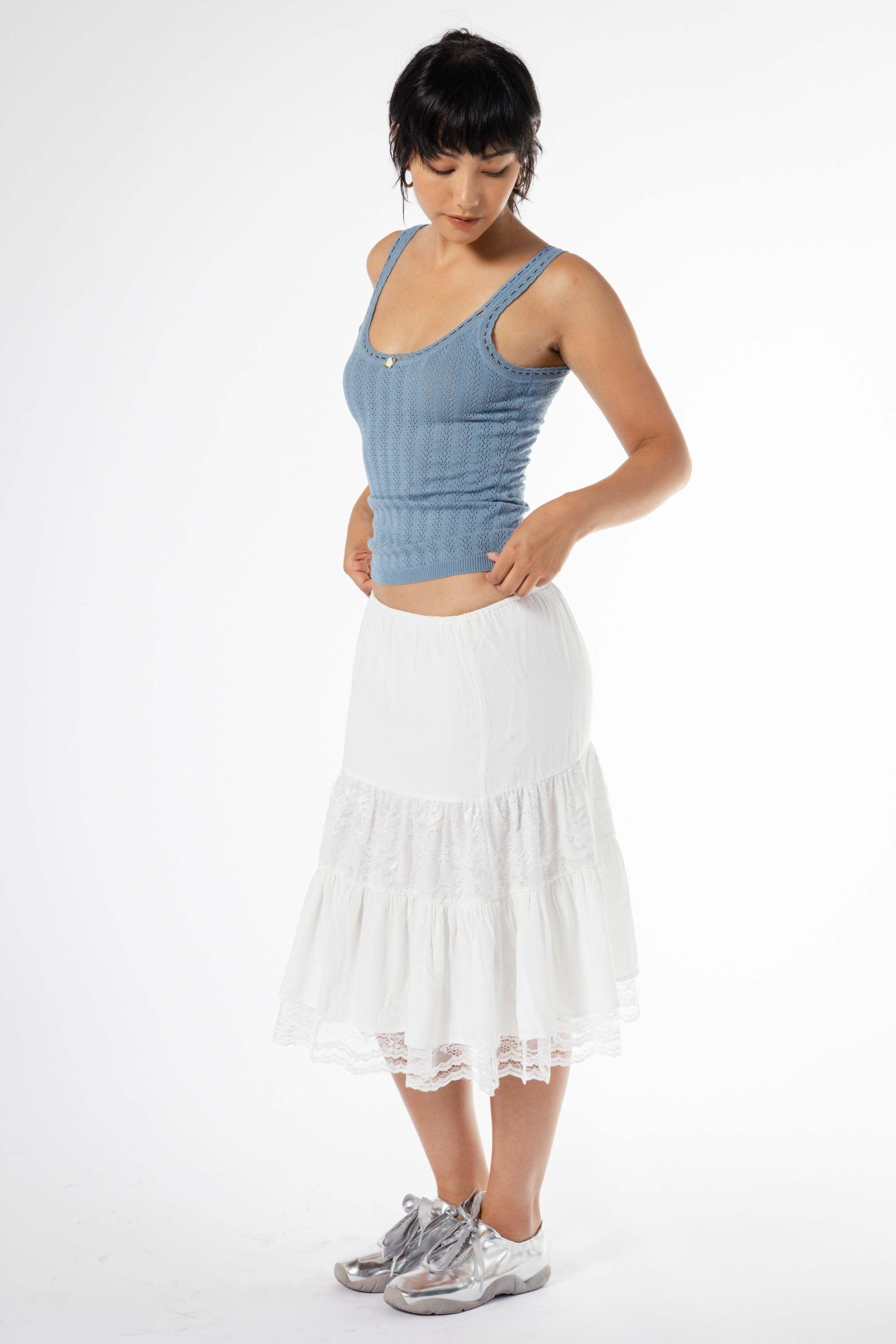 Jane Eyelet Tank Top in Blue - Eight Cats