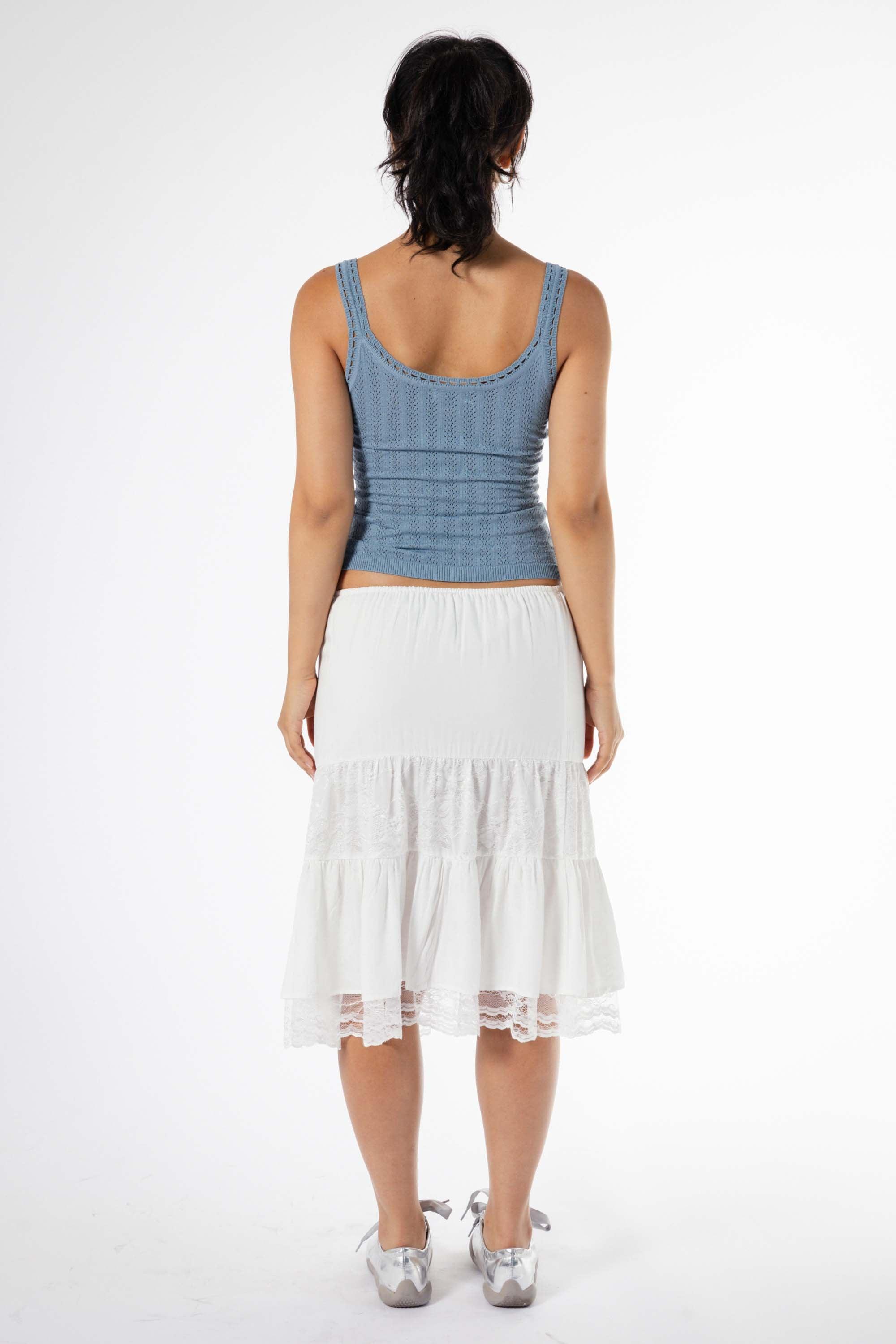 Jane Eyelet Tank Top in Blue - Eight Cats