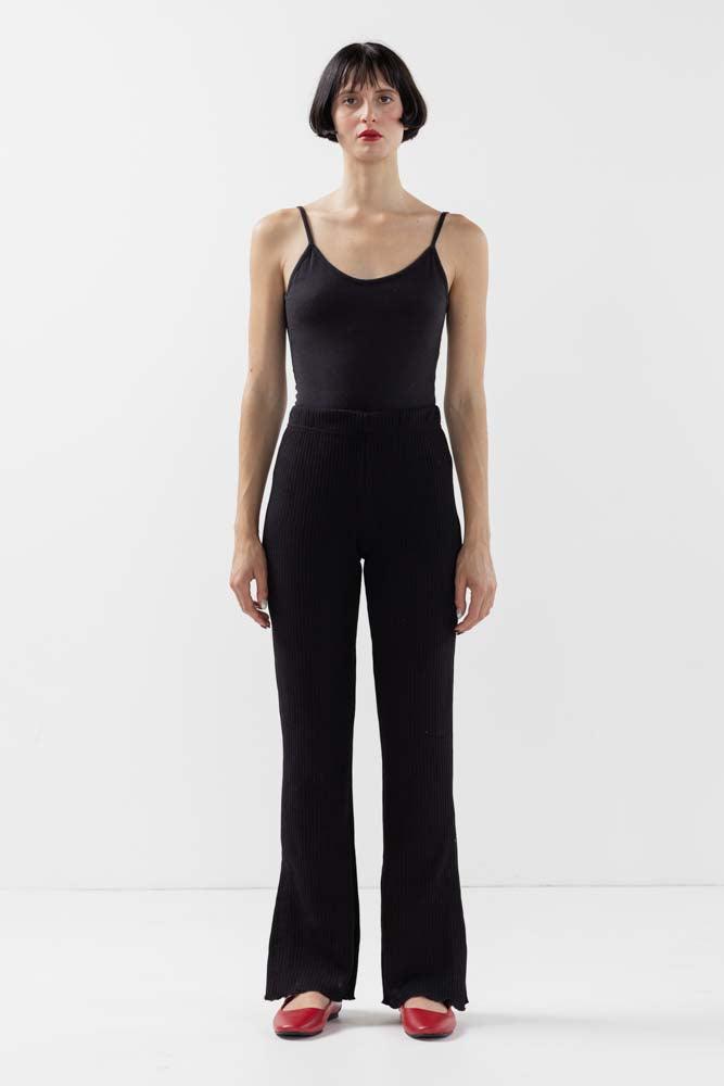 Kylie Button Boot Cut Pants in Black - Eight Cats