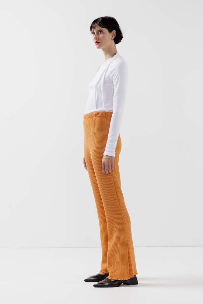 Kylie Button Boot Cut Pants in Orange - Eight Cats