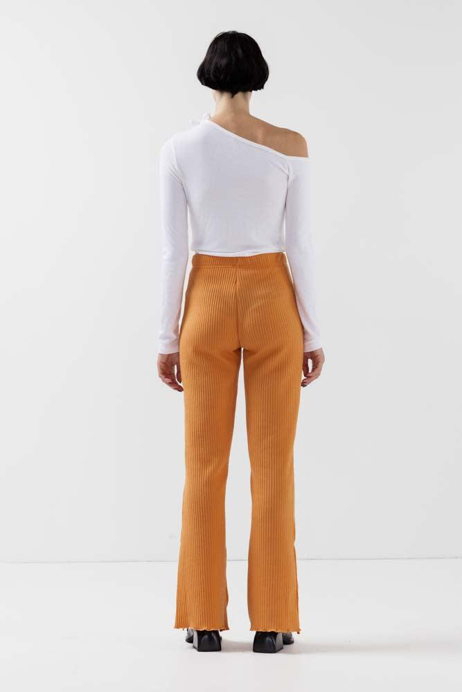 Kylie Button Boot Cut Pants in Orange - Eight Cats