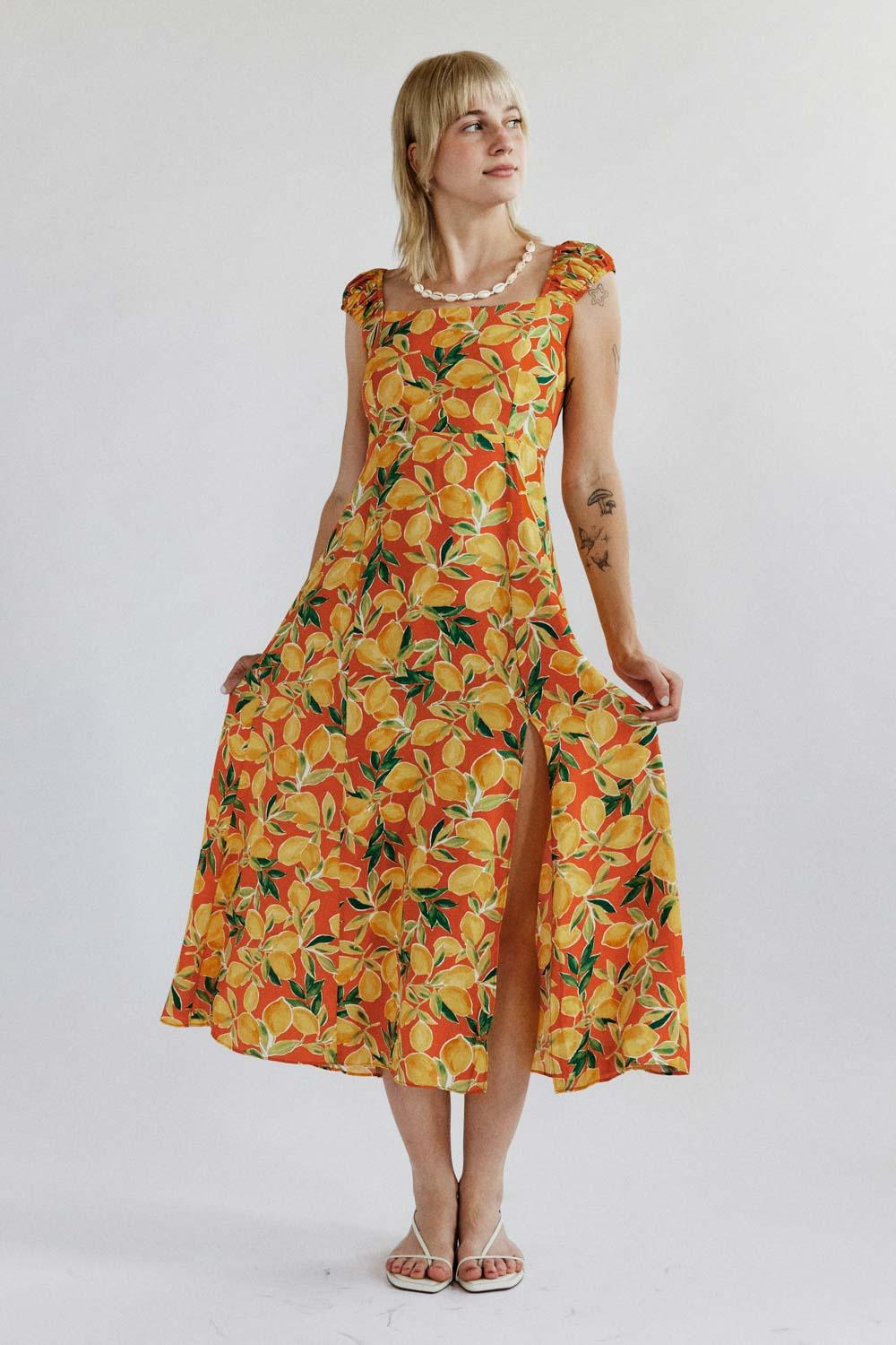 Sunset Lemon Maxi Dress - Eight Cats